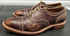 Allen Edmonds "STRANDMOK" Leather Cap-Toe Oxfords 10 D Brown Tan