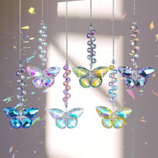 6Pcs Crystal Butterfly Suncatchers Hanging Ornaments, Rainbow Maker Sun Catchers