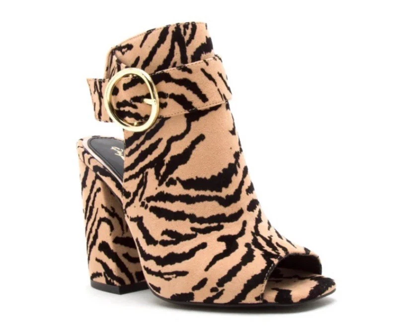 Zapatos de tacón alto Qupid Tiger de gamuza a rayas para mujer Cage-21 talla 7 nuevos en caja Foto 2 de 4