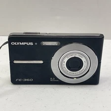 Olympus FE-360 8.0 MP Digital Camera Black With Battery No Charger Tested