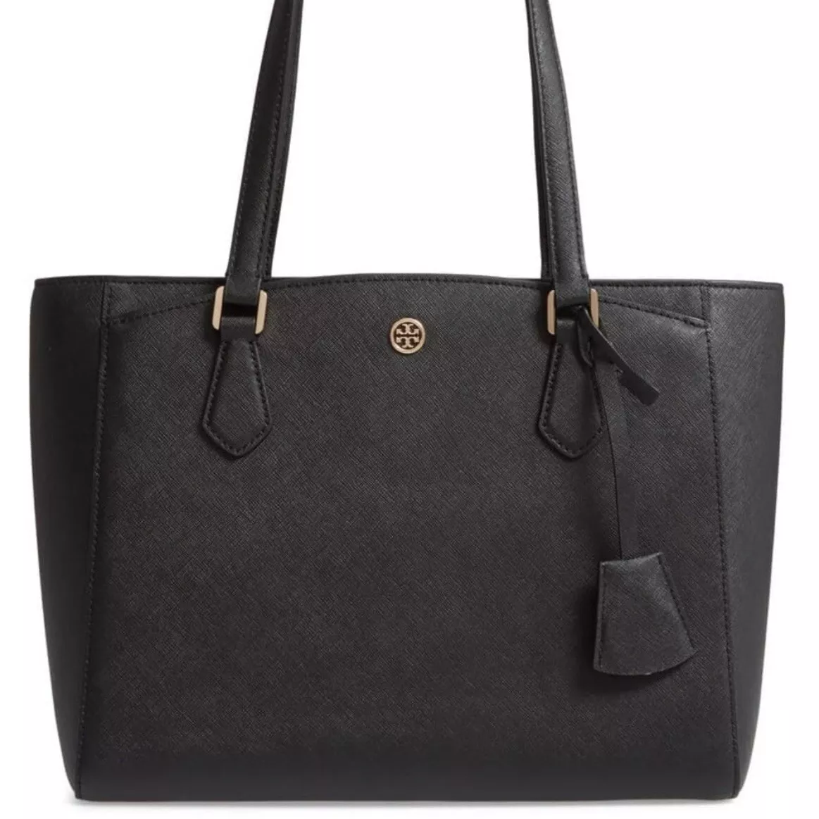 NEW NWT Tory Burch Robinson Small Tote Double Zip Tote Black Purse