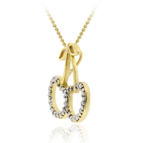 Colgante de cerezas con detalles de diamantes de plata 925 de 18 quilates Foto 2 de 3