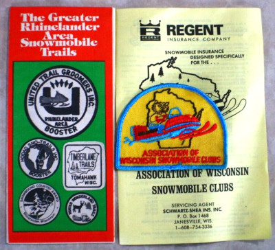 1970s vintage Rhinelander Wisconsin snowmobile trail map the greater rinelander