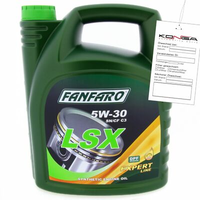 5 Liter FANFARO LSX 5W-30 SN Motoröl C3 A3 B4 passend für VW 507.00 BMW LL-04 MB
