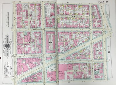ORIG. 1957 WASHINGTON DC MT VERNON SQ. K ST TO N ST & 3RD ST TO 7TH ST ATLAS MAP