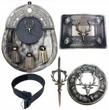 Men Highland Kilt Accessories Stag Head full Dress Sporran Traditional Scottish