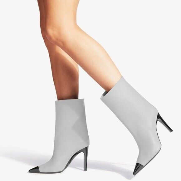 JIMMY CHOO Cierra 100 Marl Grey Luxe Nappa Leather Boots JIMMY CHOO Cierra 100 Marl Grey Luxe Nappa Leather Boots