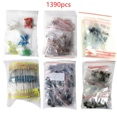 Lot 1390pcs Electronic Components LED Diode Transistor Capacitor Resistance Kit