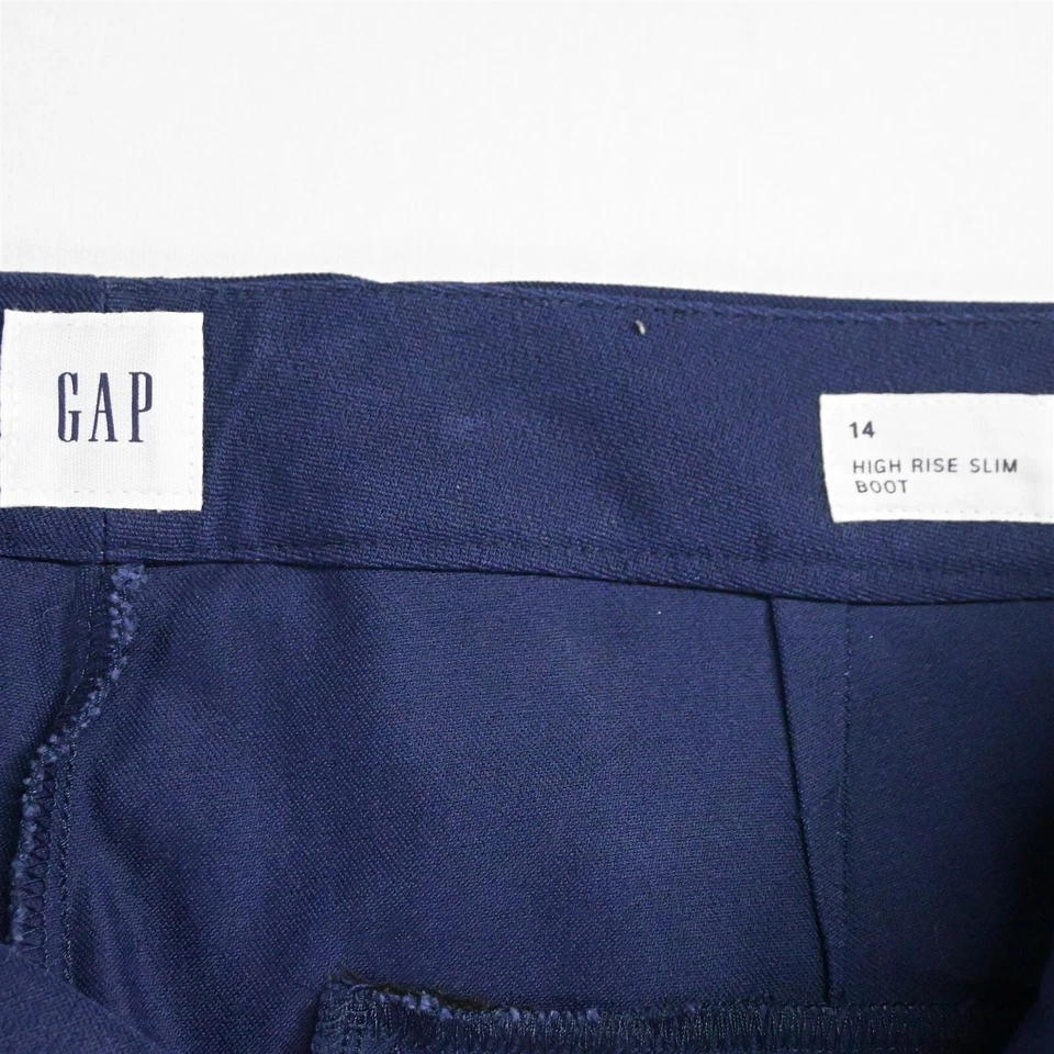 Pantalones de vestir Gap 14 azul marino tiro alto ajustados corte bota Foto 3 de 4
