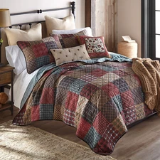 Donna Sharp Appalachia Plaid Pieced Country Cotton Queen Quilt Set Patchwork