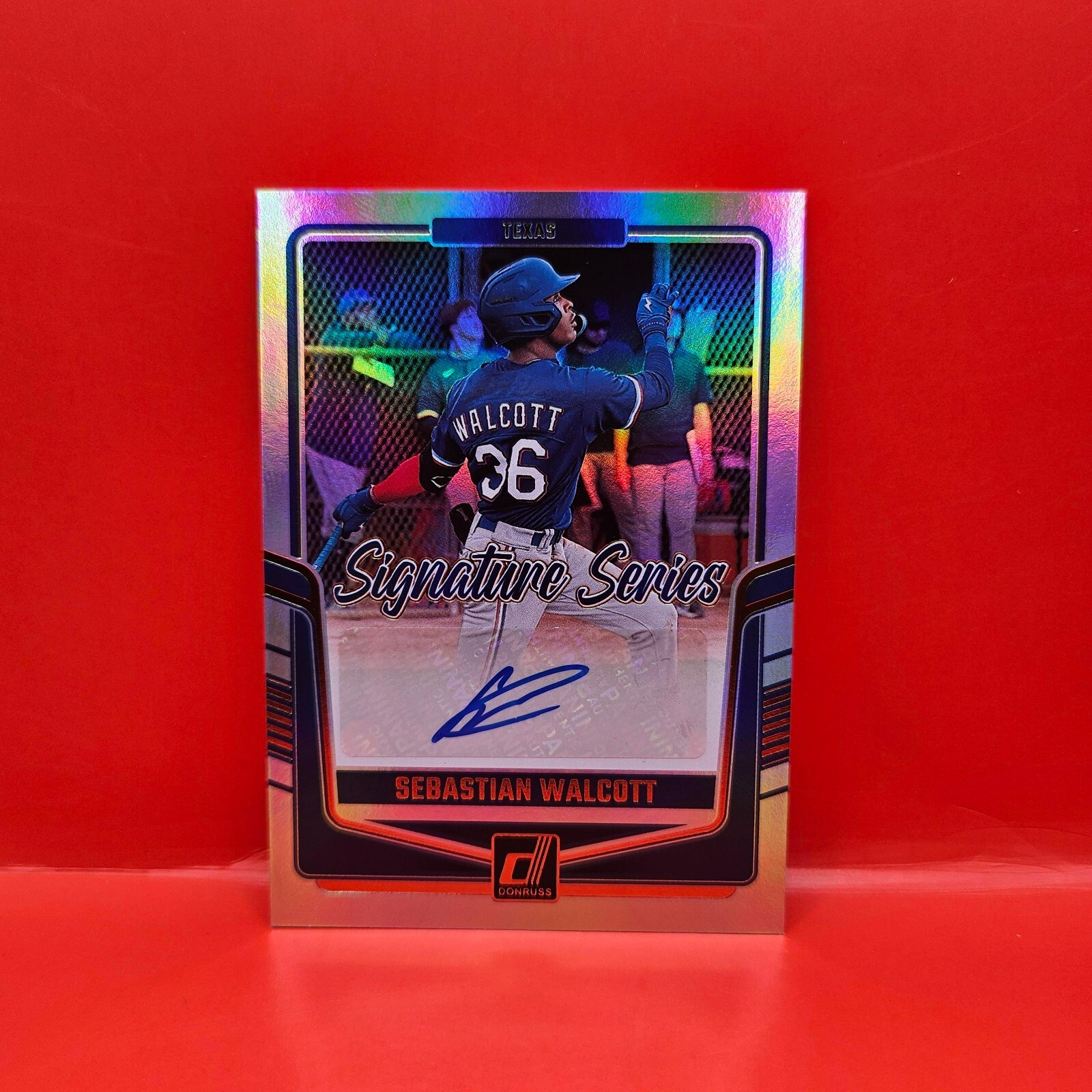 2024 PANINI DONRUSS #SSSW SEBASTIAN WALCOTT SIGNATURE SERIES HOLO AUTO TEXAS MLB