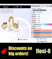 6IV Ultra Shiny Drampa Pokemon Sword and Shield (Square Shiny)
