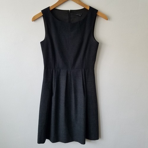 Theory Wool Black Gray Pleated A-Line 