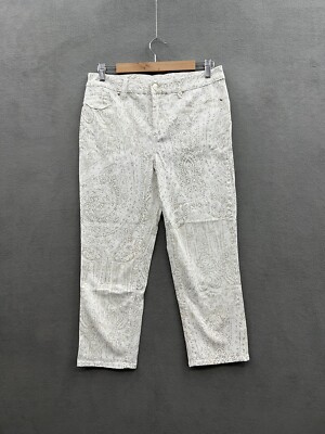 Chico's Women s 0.5 (6) The So Lifting Crop Jean White Tan