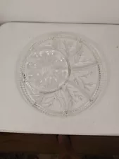 Vintage Indiana Glass Tree of Life Egg & Relish Tray Clear Glass approx. 13”