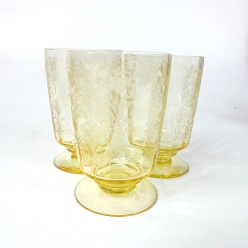 Cordelia Mandarin Yellow Tiffin-Franciscan Footed Tumblers Set Of 3