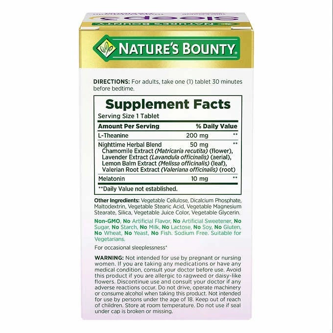 Nature's Bounty Sleep3 10mg Melatonin, 120 Triple Action Tablets ~ Exp 01/2027 - Image 2 of 4