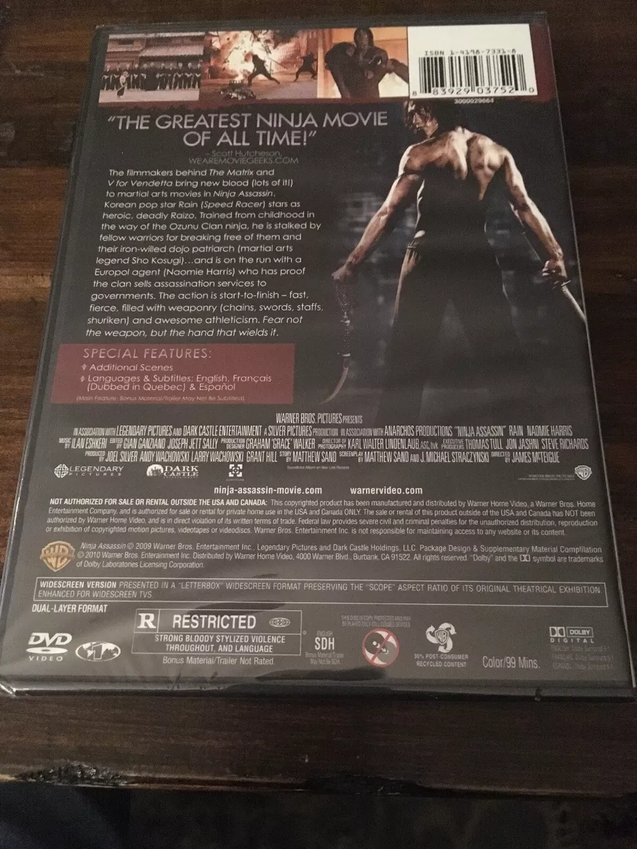 Ninja Assassin Classic DVD Movie Rated R Free USA Shipping 