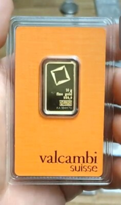 10g Valcambi Suisse Gold Bar – .9999 Fine 24K with Assay