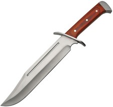 Bowie Knife 10" Stainless Steel Clip Point Blade Brown Pakkawood Handle w/Sheath