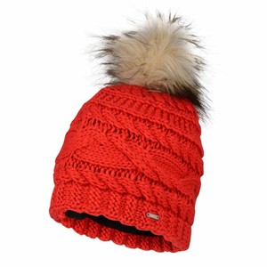 womens red bobble hat