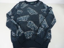 Scotch  Soda Amsterdam Couture Sweater Leaves Navy/gray Ribbed Large Womens