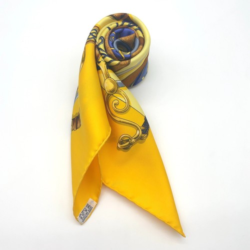 Auth Hermes Carré 90 Festival Yellow x Multicolor Silk Scarf W/Box BA050324 - Imagen 3 de 19