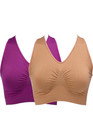 Rhonda Shear 2-pack Seamless Racerback Ahh Bra Sienna/Purple