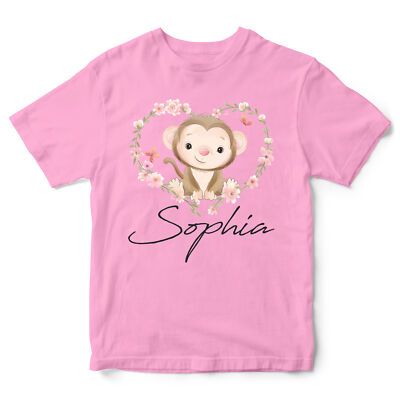 Personalised Cute Monkey T Shirt Birthday Custom Kids Gift Ideas Girls  UK