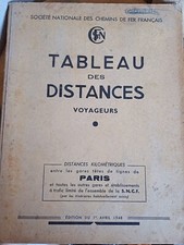 SNCF ancien livre « tableau des distances voyageurs " Edition du 01/04/1948