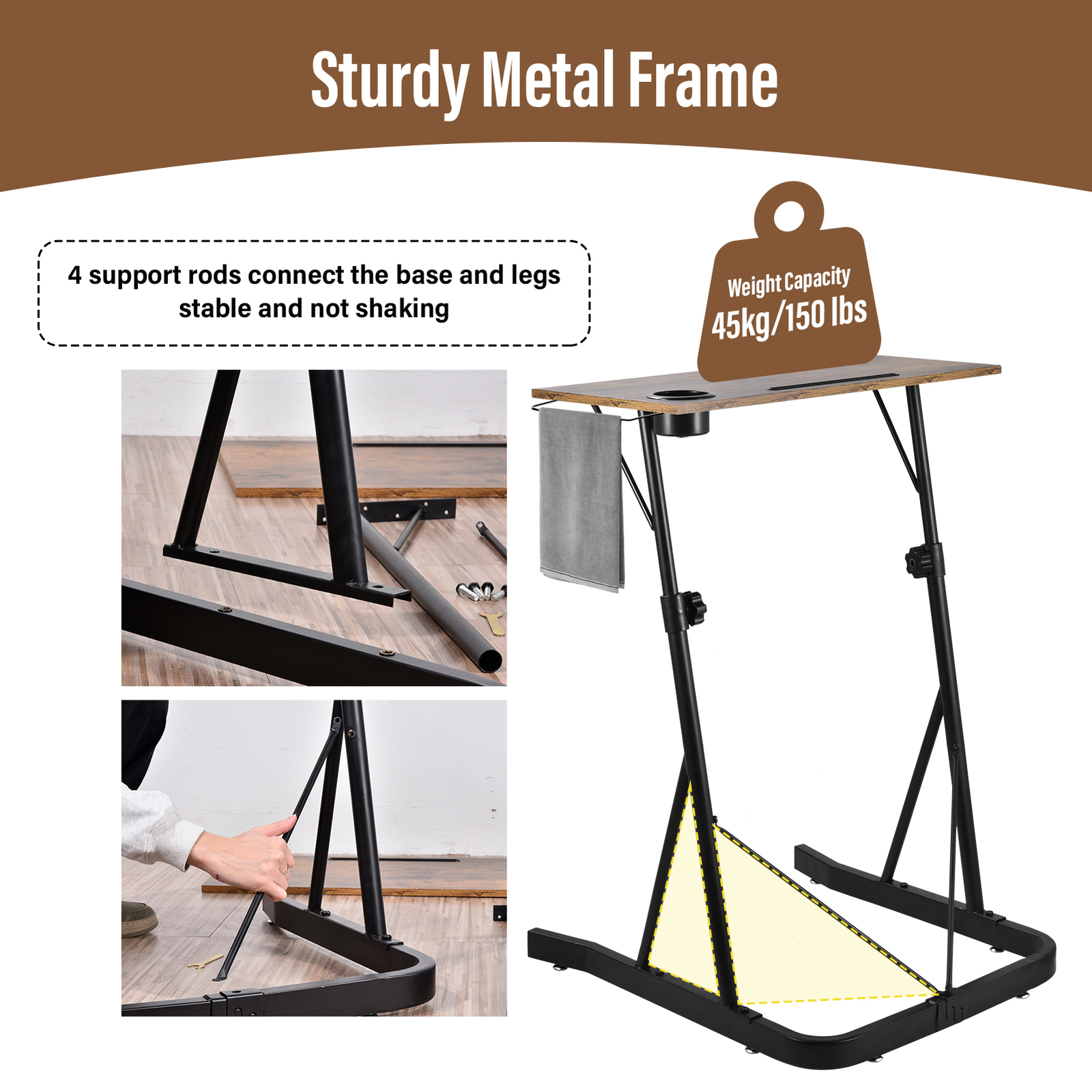 NTUD Adjustable Bike Trainer Fitness Desk, Workstation Standing Desk for Tre...