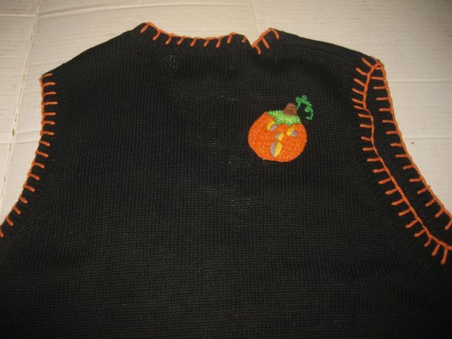 Tiara International Vest Womens Med Pumpkin Embroidered Spider Vintage Halloween - Picture 5 of 5