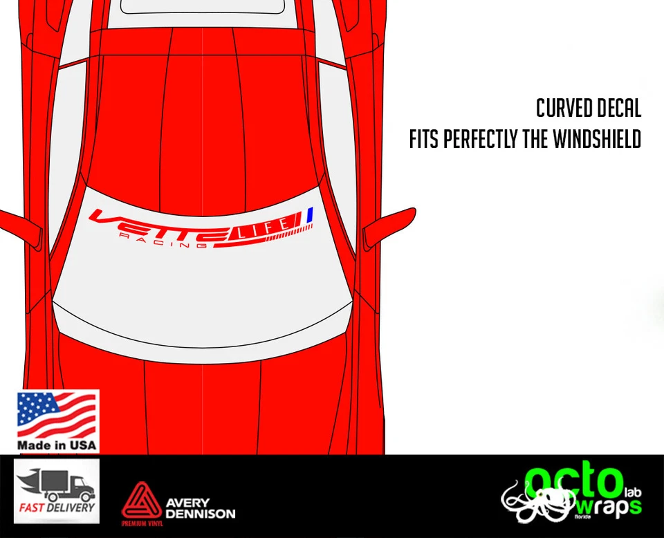 fit Chevrolet Corvette z06 c7 c8 c6 c5 zr1 grand sport windshield decal sticker - Image 2 of 4