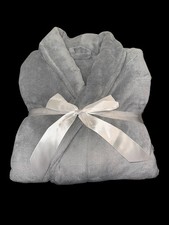 Luxury Plush Bathrobe Gray Tie-Waist Soft Warm Spa Robe - New