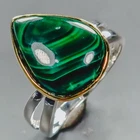 Jewellery 13 ct+ Natural Malachite Ring 925 Sterling Silver Size 10 /R439213