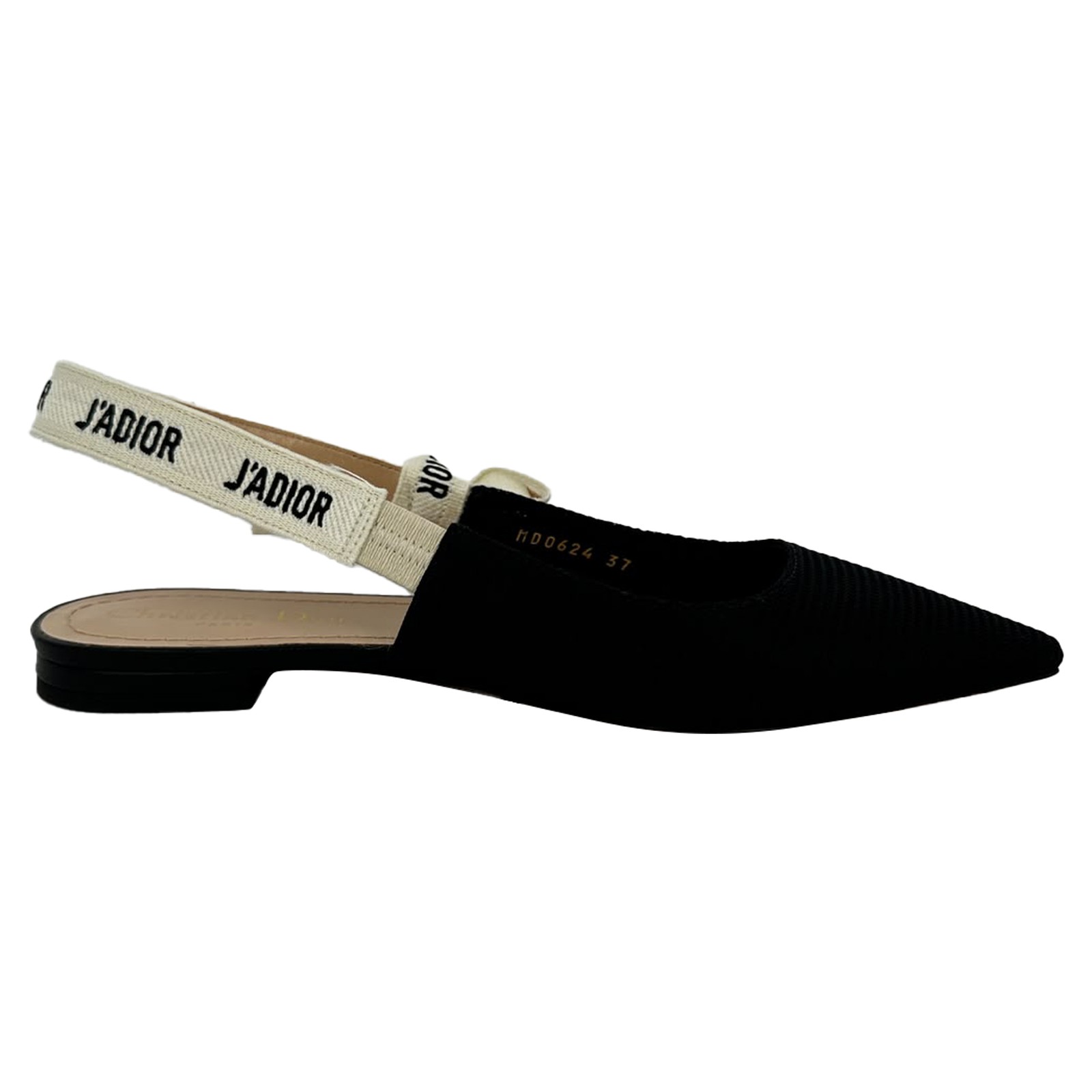 Dior J'adior Slingback Ballet Flats In  Polyester Women Black Uk Size 4