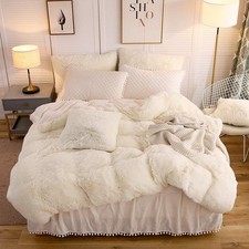 Luxury Plush Shaggy Duvet Cover Set, Soft Velvet Fluffy Furry Duvet Cover Set...
