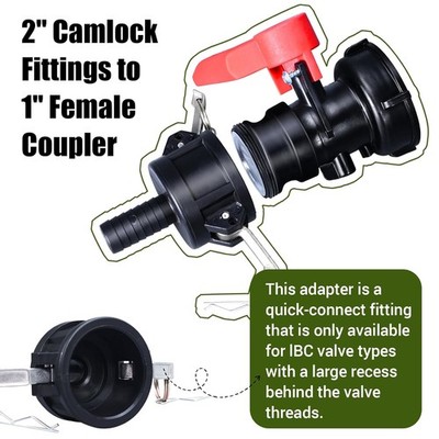 IBC Tote Fitting Drain Adapter Valve Cam Lock 275 330 Gallon Tank Fittings