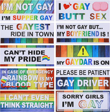 10-pack Rainbow Bumper Decals, Funny Gay Pride Car Stickers for Vehicle