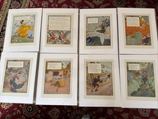 Set Of 8 Nursery Rhyme Book Pages Prints 11  x14  Matted Unframed TD 