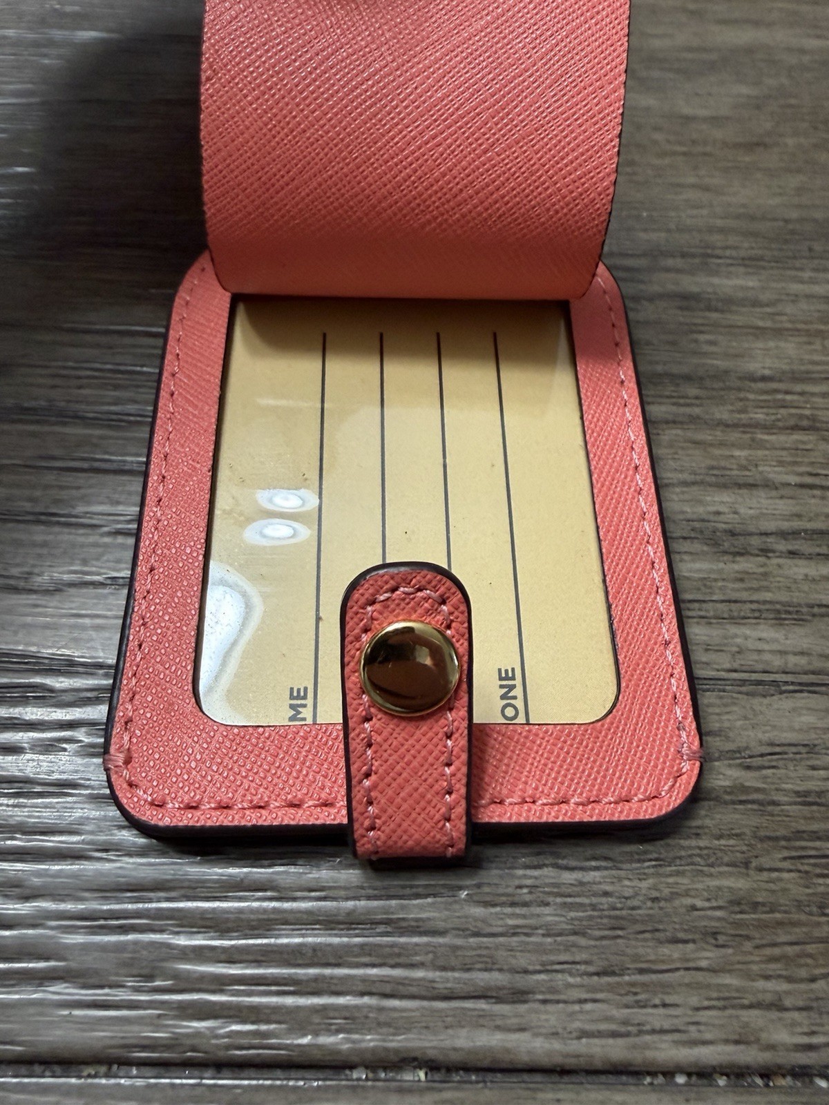 MICHAEL KORS PINK CORAL SAFFIANO LEATHER LUGGAGE TAG (BRAND NEW) thumbnail 3