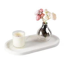 Koville Natural Marble Tray for Bathroom Countertop, Marble Storage Trays for...