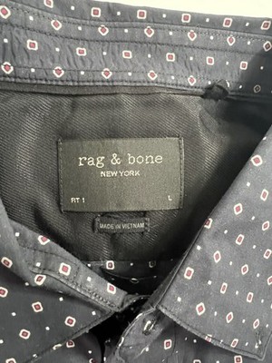 Rag & Bone Button Front Shirt in Dark Blue Diamond Print | eBay