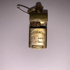 WWII Era REGULATION U.S. ARMY Solid Brass Whistle with Ring Works!
