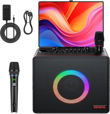 Smart Karaoke Machine with Lyrics Display, Built-In 14.0" Touch Screen, with Blu