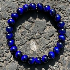 Dark Blue Tiger Eye 8mm Round Beads Healing Lucky Protection Bracelet for Women