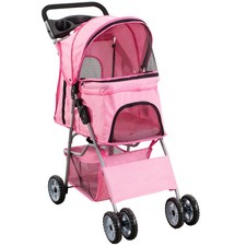 VIVO Four Wheel Pink Pet Stroller / Cat  Dog Foldable Cart