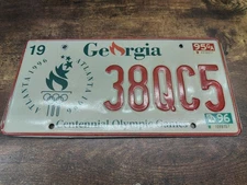 Georgia GA License Plate Tag 🍑 Peach 90s 1995 1996 Olympics 🥇 USA 🇺🇸 🏆