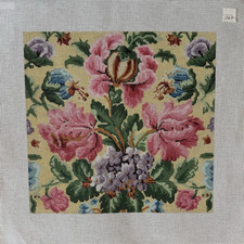 Vintage canvas with Floral design Hand Painted Needlepoint Canvas 13ct 13.5x14