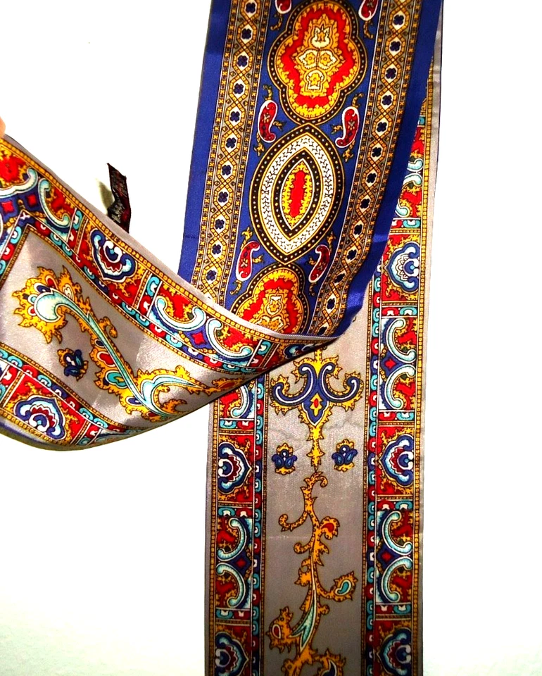 Bufanda Unisex Doble Dos Caras Japón Años 70 De Colección. Sarga de acetato tamaño 41,5 x 5 pulgadas Foto 2 de 4